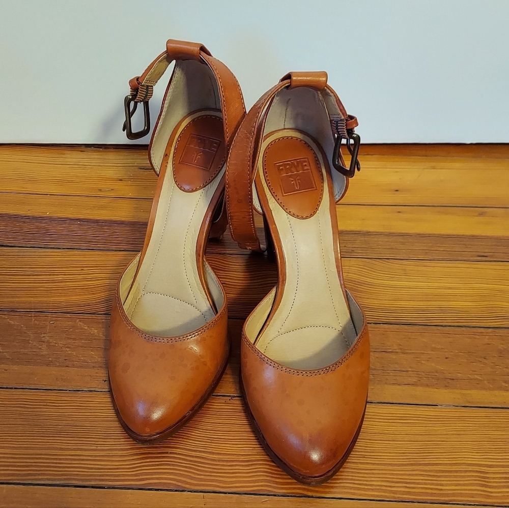 Frye 6.5 Chestnut Brown Leather Women's Heeled Shoes